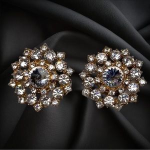 Vintage Rhinestone Clip on Earrings